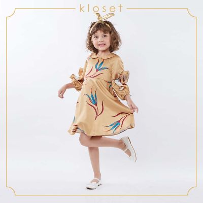 Kloset (AW18 - KD011)Printed Dress With Ruffle At Sleeves