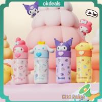 ของขวัญ OKDEALS Kuromi/mely/cinnamoroll สแตนเลสน่ารักเด็กผู้หญิง350มล. แก้วความร้อนถ้วยขวดน้ำขวดสูญญากาศ