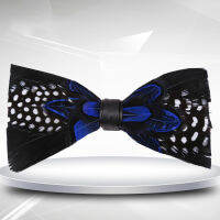 (ร้อน) Man Bow Tie ธรรมชาติสีฟ้าสีดำ Feather Bird จัดเลี้ยงผมไนท์คลับงานแต่งงานเจ้าสาวเจ้าบ่าว Bontie ชายงานแต่งงานเนคไท