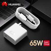 ที่ชาร์จติดผนังสำหรับเดินทางหัวเว่ย65W,พร้อมสายชาร์จ1.8M Type C เป็น Type C สำหรับแท็บเล็ต Mate 40 30 MateBook D15 D14 13 E X Pro MagicBook