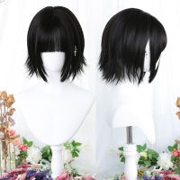 HOUYAN Synthetic Short Hair Straight Hair Girl Wig Bangs Natural Black Cosplay Lolita Heat-Resistant Wig