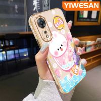 YIWESAN เคสสำหรับ OPPO A58 5G A58X 5G A78 5G 5G ดีไซน์ใหม่ลายการ์ตูนไอศกรีมกระต่ายเคสบางใสบางเคสโทรศัพท์ชุบหรูหราแบบสร้างสรรค์เคสป้องกันเลนส์กล้องคลุมทั้งหมดนิ่มกันกระแทก