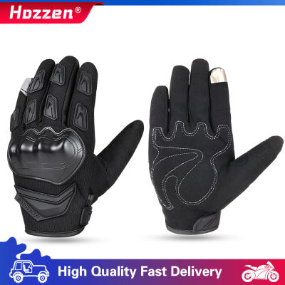 Hozzen ถุงมือรถจักรยานยนต์ Anti-Slip ถุงมือขับรถฤดูร้อน Breathable ขี่กลางแจ้ง Anti-Fall Full Finger ถุงมือความปลอดภัย Touch Screen