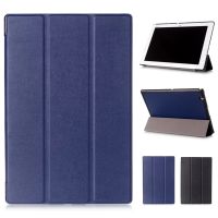 สำหรับ Xperia Z2 Casing Tablet Tri-Fold ฝาปิดหนังตั้งเป็นฐานได้ PU สำหรับ Xperia Z2 Z3 Z4เคสแท็บเล็ต Coque Funda สีดำ/ สีฟ้า