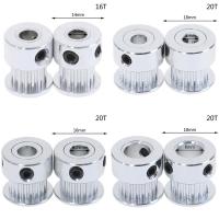 MUXI 2Pcs 16T/20T GT2 Timing Pulley 5/6.35/8mm Bore For Belt Reprap 3D Printer Ppart