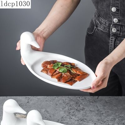 Creative White Duck Ceramic Plates Fruit Dishes Cake Plate Snack Candy Dish Salad Tray Porcelain Tableware Decoration Dinnerware