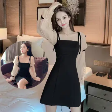 Buy Korean Black Long Dress For Women online
