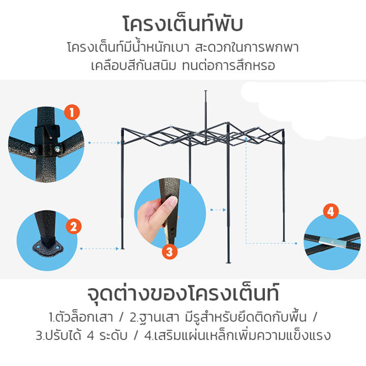 เต็นท์-เต้นท์ขายของ-เต็นท์บูท-เต็นท์จอดรถ-ตลาดนัด-เต็นท์พับ-เต็นท์ตลาดนัด-เต็นท์ครบชุด-มีให้เลือก2ไซร์-ปรับระดับได้-ผ้าหนา-abele