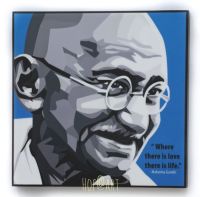 มหาตมา คานธี Mahatma Gandhi ต่อสู้แบบ อหิงสา อินเดีย รูปภาพ​ติดผนัง pop art พร้อมกรอบและที่แขวน กรอบรูป แต่งบ้าน ของขวัญ โปสเตอร์