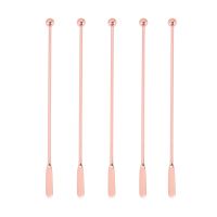 5Pcs Stainless Steel Stirrer Beverage Stirrers Stir Cocktail Swizzle Stick-Rose Gold-Straight Bar,19Cm