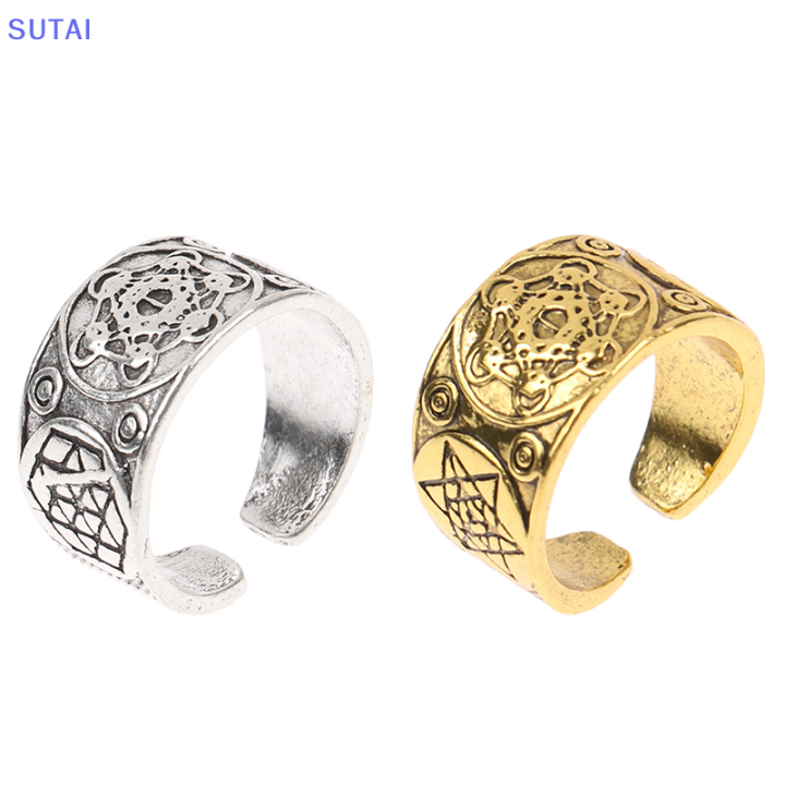 lowest-price-sutai-วินเทจหกแฉกโซโลมอนแหวนนักรบอัครทูตสวรรค์-metatron-เครื่องรางโทเท็มปรับได้แหวนเครื่องรางเครื่องประดับแหวนนิ้วมือโลหะผสมพังค์ของขวัญ