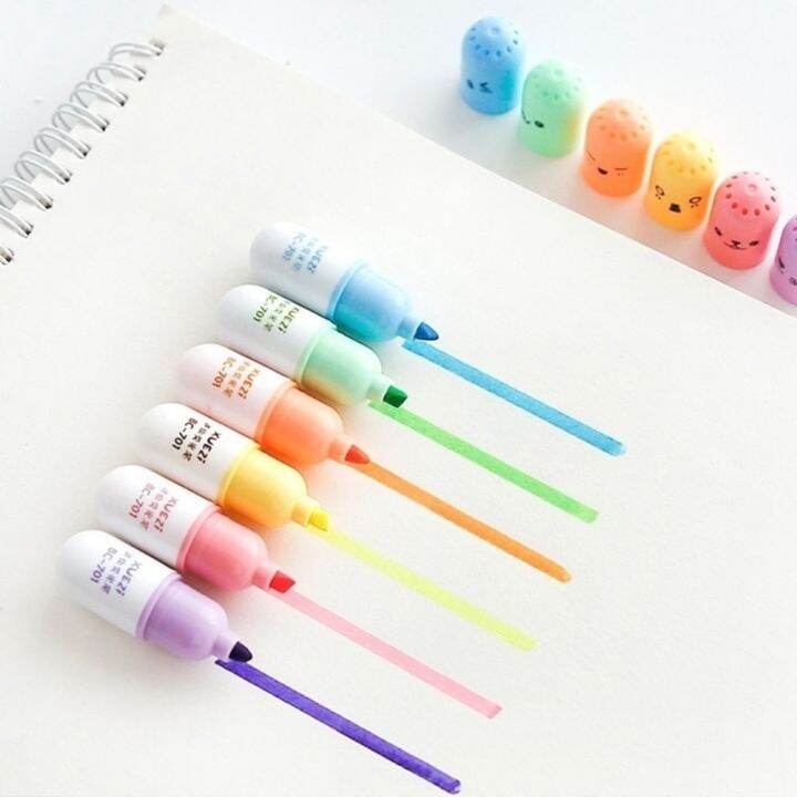 creative-highlighter-6-color-sets-cute-cartoon-style-marker-pen-color-marker-mini-highlighter-children-student-stationery