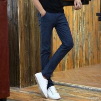 กางเกงสแล็คผู้ชายผ้ายืดทรงกระบอกเล็ก○Autumn joker new men casual pants straight male stretch cotton and linen trousers