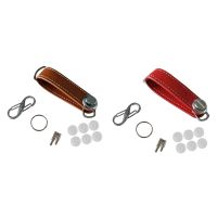 ⊕ﺴ 2x Car Key Pouch Bag Case Wallet Holder Chain Key Wallet Ring Pocket Key Organizer Smart Leather Keychain Brown amp; Red