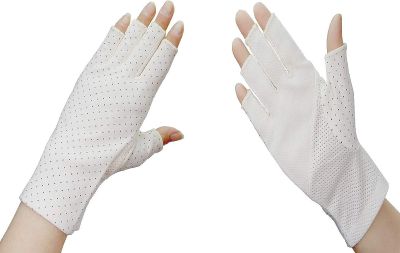Women Short Printing Point Fingerless Thin Cotton Anti-Slip Finger Glove