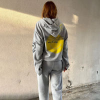 Pirate Hippie Letter Sport Sets Woman Autumn Winter Pocket Hooded Sweatshirt Drawstring Long Jogger Casual Vintage Two Piece Set