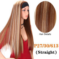 Long Straight Headband Wig Heat Resistant Synthetic Womens Headband Wig BlackBrownMix Color Hair Wigs For Women Daily Use