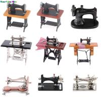 Miniature Furniture Wooden Sewing Machine with Thread Scissors Accessories for Dolls House Toys for Girls Kids Dollhouse Decor