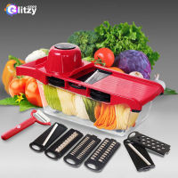 Vegetable Cutter 6 in 1 Mandoline Multi Slicer Fruit Peeler Potato Cheese Grater Chopper Kitchen Cutting Accessories Tools