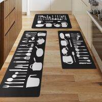 1pc Kitchen Tools Print Rugs Kitchen Mat Entrance Doormat Tableware Printed Rug Home Floor Balcony Anti-Slip Carpet