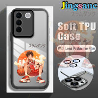 Jingsanc เคสโทรศัพท์พร้อมฟิล์มติดเลนส์,เคสโทรศัพท์สำหรับ VIVO V27e V23e 5G Y78 Y53 Y20S 5G 4G เคสโทรศัพท์แฟชั่นสำหรับ Y36 Y35 Y33S