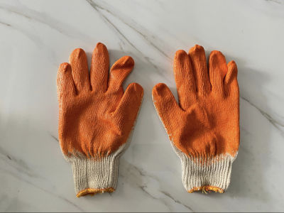ถุงมือเคลือบยางพารา (ราคาต่อคู่) ถุงมือผ้าสีส้ม ถุงมือป้องกันบาดกันลื่น ถุงมือใช้งานอเนกประสงค์