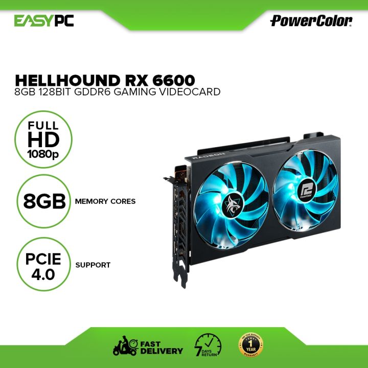 PowerColor HellHound Rx 6600 8GBD6-3DHL 8gb 128bit GDdr6 Gaming
