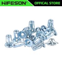 HIFESON 10pcs Jack Nuts Expansion Clamp Petal Rivet Lock Nut Bolt Hollow Wall Iron Alloy Rivets Riveter Fixed For M4 M5 M6 M8