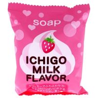 ICHIGO MILK FLAVOR SOAP 80 G / สบู่ทำความสะอาดผิวกาย กลิ่นหอมหวานด้วยจากสตรอว์เบอร์รี่