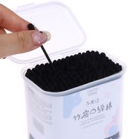 ✱♟ 200pcs Disposable Cotton Swab Spiral Ear Cleaner Black Double Heads Medical Swab Lipstick Eyebrow Eyelash Cotton Bud Makeup Tool