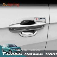 แถบตกแต่งฝาครอบมือจับประตูด้านนอกแต่งรถสำหรับ Volkswagen T-Cross 2019 2020 2021 2022