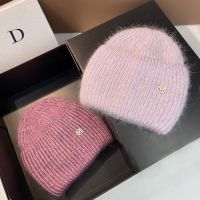 CW 2022Solid Color Sequined AngoraHair Knitted Beanie Women 39;s Fashion WarmBeanie Women 39;s Bi-fold Hat