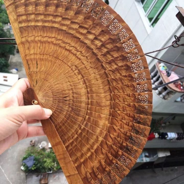 gold-rimmed-nanmu-folding-fan-fan-dance-log-manual-fan-waves-chinese-style-restoring-ancient-ways-mandarin-fan-folding-office-furnishing-articles
