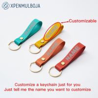 Customized PU Leather Keychain Fashion Business Gifts Leather Key Chain Men Women Car Key Strap Waist Wallet Keychains Keyrings