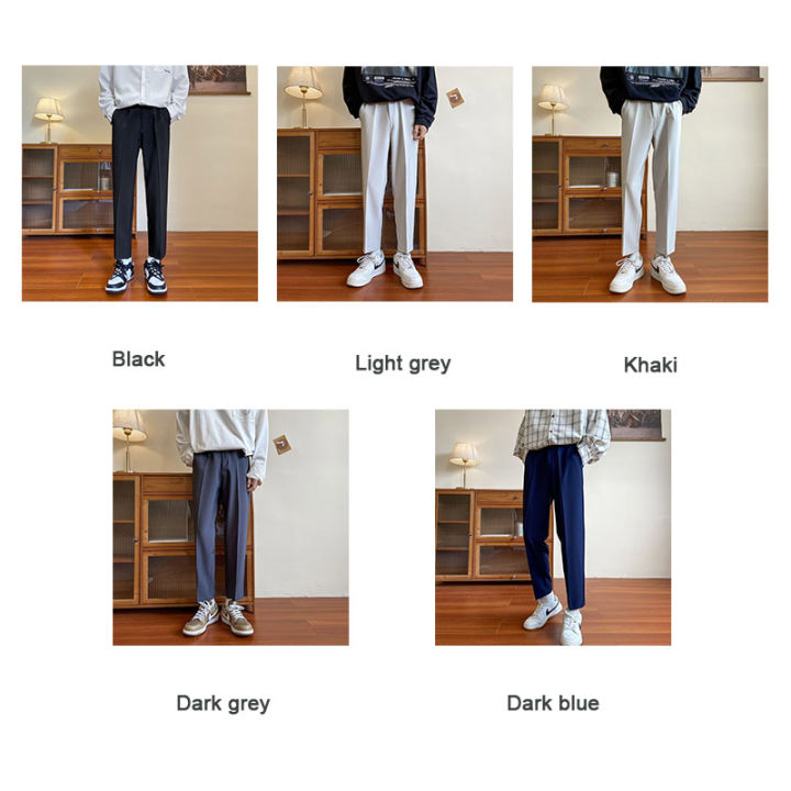 woma-กางเกงทรงตรงสำหรับผู้ชาย-กางเกงสูทสีดำกางเกงขาม้าถึงข้อเท้าทรงหลวมกางเกงสำหรับสูทผู้ชาย