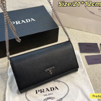 (7สี) ถุงซองจดหมาย pradaS ที่มีคุณภาพสูง Cowhide เลดี้ข้ามร่างกายและกระเป๋าสะพาย2023ถนนแฟชั่นถุงห่วงโซ่สไตล์แข็ง