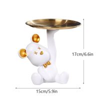 White NORTHEUINS Resin Bear Empty Pocket House Entry Decoration Tray Keys Receiver Storage Figurines For Interior Home Object Statues