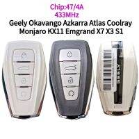 ชิปกุญแจรีโมตอัจฉริยะไร้กุญแจรถของแท้433Mhz ชิป4A/47สำหรับ Okavango Azkrra Atlas Coolray Monjaro KX11 Emgrand X7 X3 S1