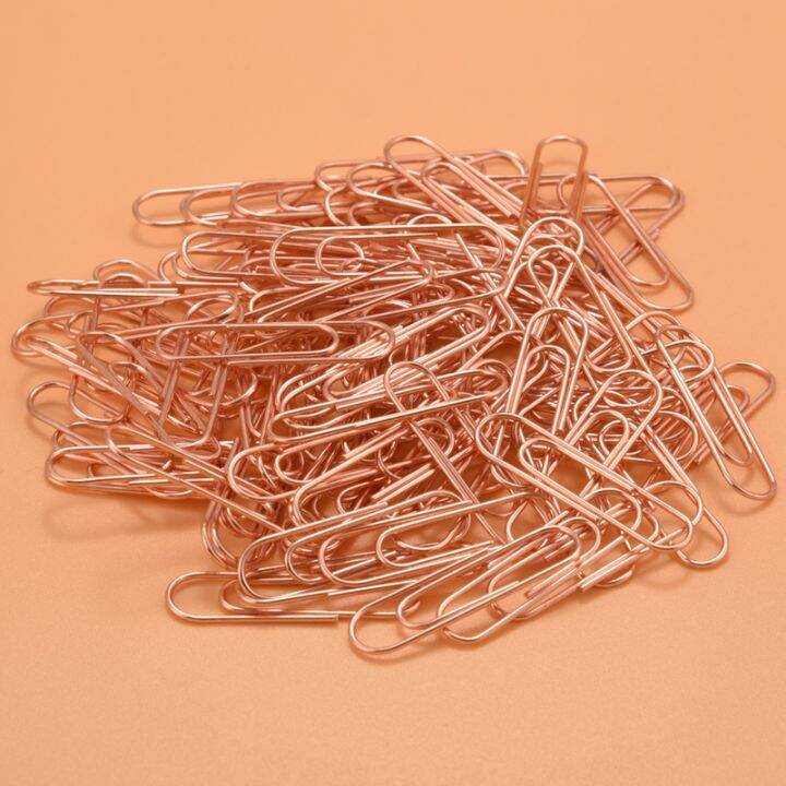 100-paper-clips-in-rose-gold-magnetic-clip-dispenser-rose-gold-paper-clips-holder-28mm-rose-gold-100-clips-per-box