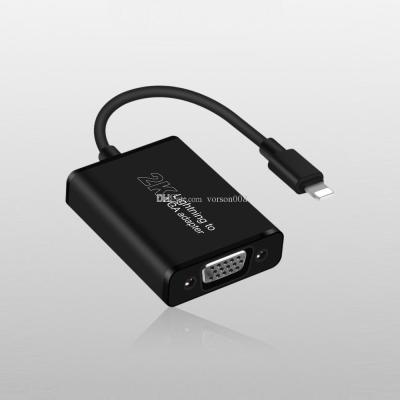 Lightning  VGA Adapter, Moblie Phne Lightning to VGA Digital 2K adapter Converter for iPhone iPad iPod
