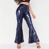 CODadoqkxDGE 2023 New Nightclub WomenS Multicolor Sequin Bell-Bottoms Slim High Waist Wide Leg Casual Pants