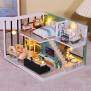 Kèm Mica và keo dán - Mô hình nhà gõ lắp ráp búp bê Dollhouse DIY
