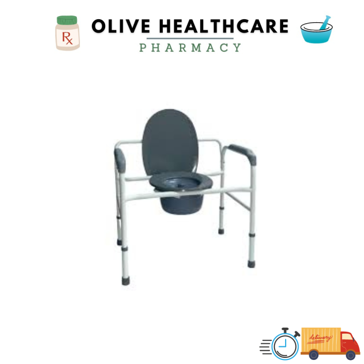 EXTRA WIDE COMMODE CHAIR [Capacity 160kg, Seat 62cm] Lazada