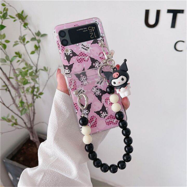 sanrio-เคสโทรศัพท์มือถือพลาสติก-pc-แข็ง-ลายการ์ตูนคิตตี้-ซานริโอ้-ชินนาม่อนโรล-เมโลดี้-พร้อมตุ๊กตา-สําหรับ-samsung-galaxy-z-flip-4-z-flip-3-4-5g