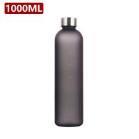 Matte Water Bottle 1000ML Plastic Water Cup with Lid Frosted Drinking Bottle for Girls with Time Marker Tea Drinkware Kitchen