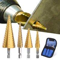 【2023】3Pcsset 3-12mm 4-12mm 4-20mm HSS Straight Groove Step Drill Bit Titanium Coated Wood Metal Hole Cutter Core Drilling Tools Set