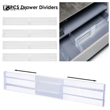 4Pcs Acrylic Drawer Dividers Organizers Clear Adjustable Drawer