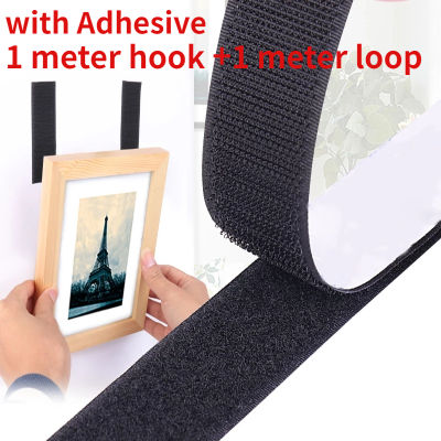1 Meter/Pairs Hook and Loop Strips with Adhesive Strong Self Adhesive Fastener Double-Side Mounting Tapes for Home and Office 16-100mm