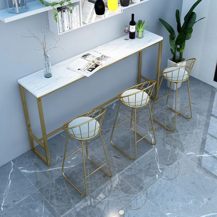 Marble bar table against the window small long bar table outdoor