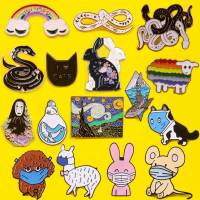 Anime Badges on Backpack Van Gogh Badge Pins Funny Enamel Pins Jewelry Cartoon Masked Animal Badges For Clothes LGBTAccessories